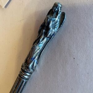 Vintage Refillable Pewter Angel Figurine Pen